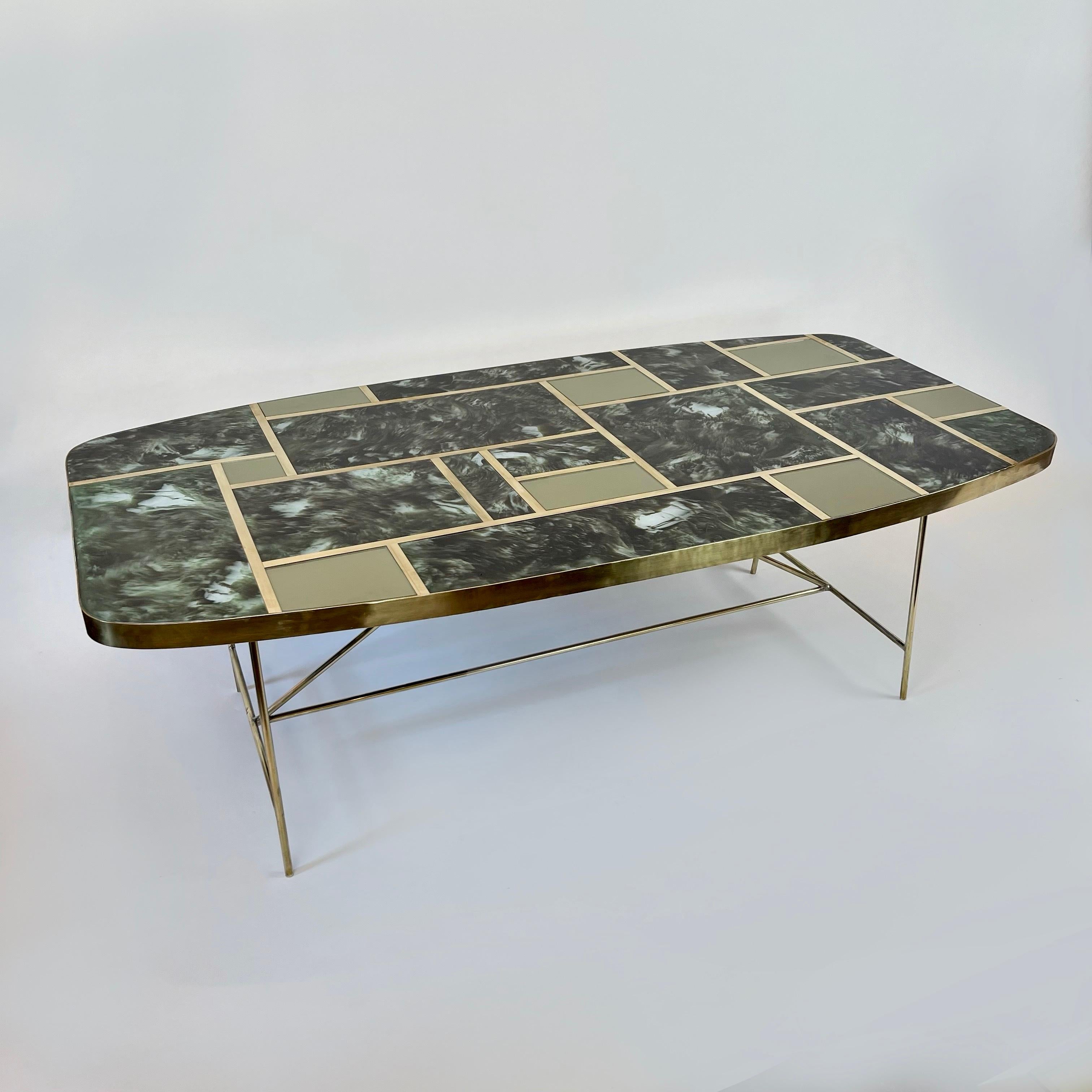 glass brass coffee table