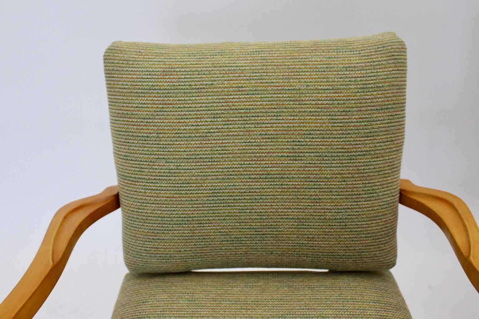 Green Beech Vintage Mid Century Modern Armchairs or Lounge Chairs Vienna, 1950s For Sale 6