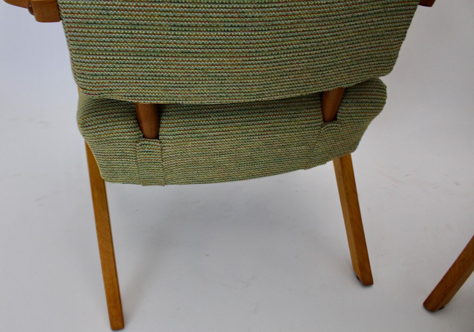 Green Beech Vintage Mid Century Modern Armchairs or Lounge Chairs Vienna, 1950s For Sale 10