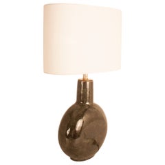 Mid-century Modern, Green Ceramic and Brass Table Lamp by Valenti, Spain 1970s