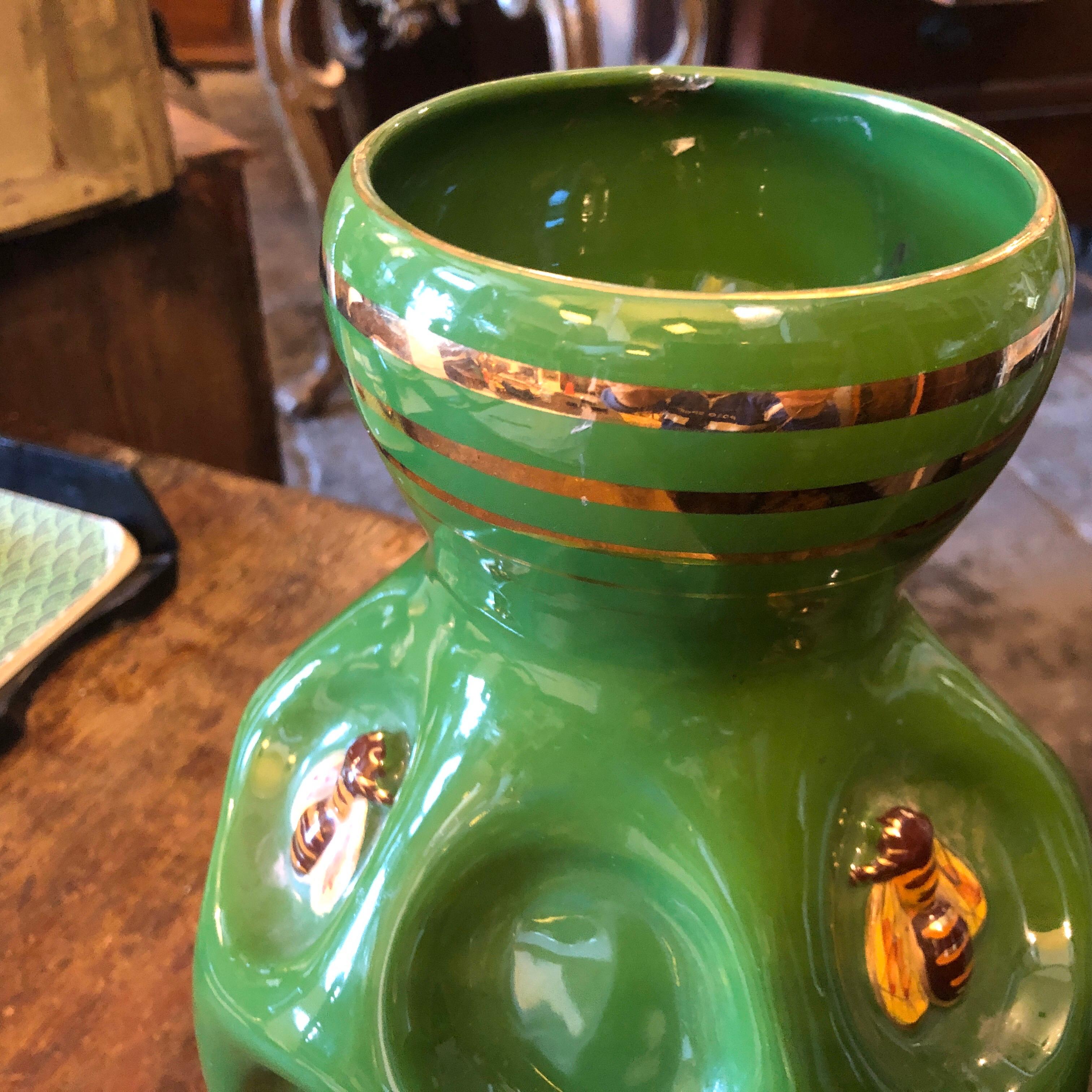 Mid-Century Modern Green Ceramic Italian Vase by San Polo, circa 1960 In Good Condition In Aci Castello, IT