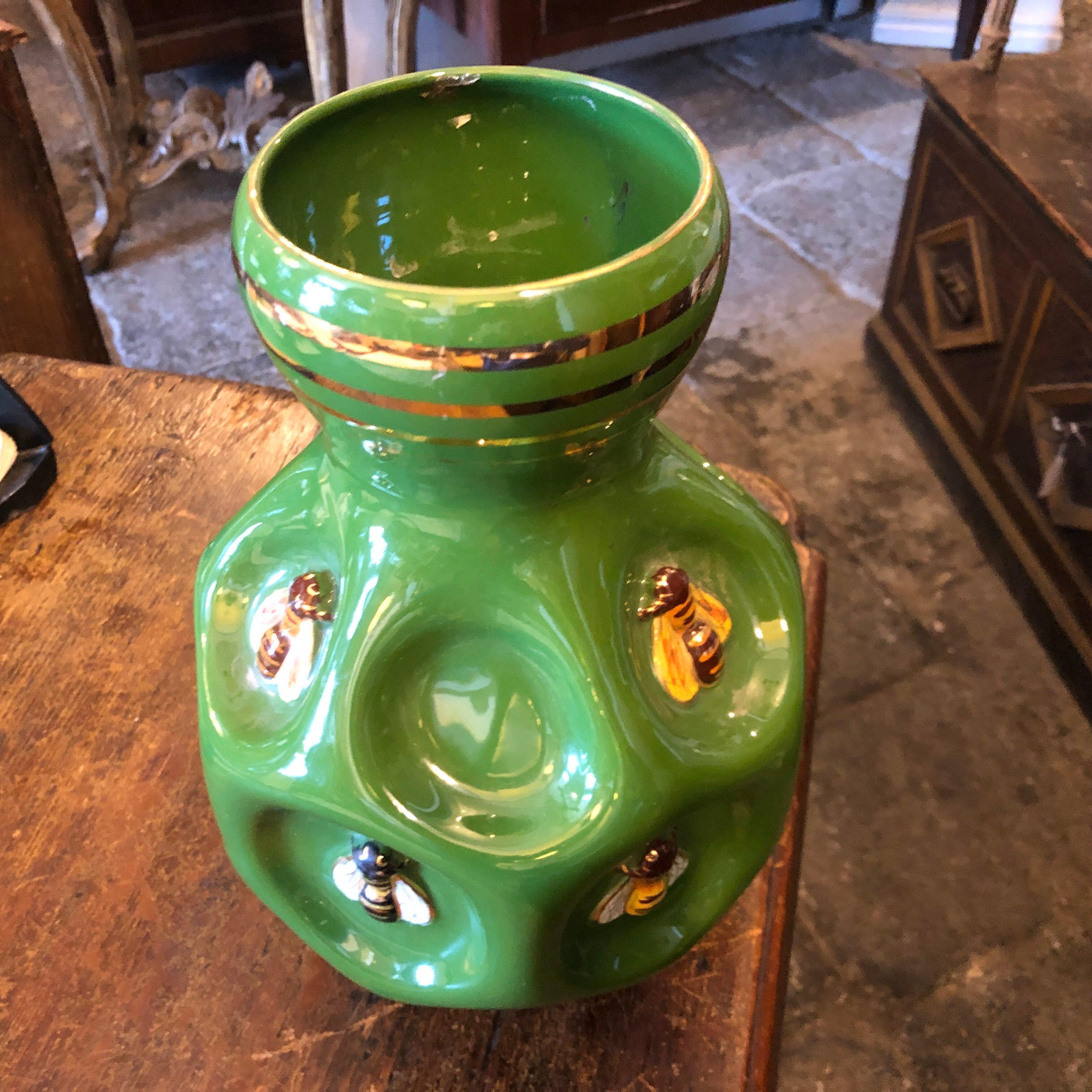 Mid-Century Modern Green Ceramic Italian Vase by San Polo, circa 1960 1