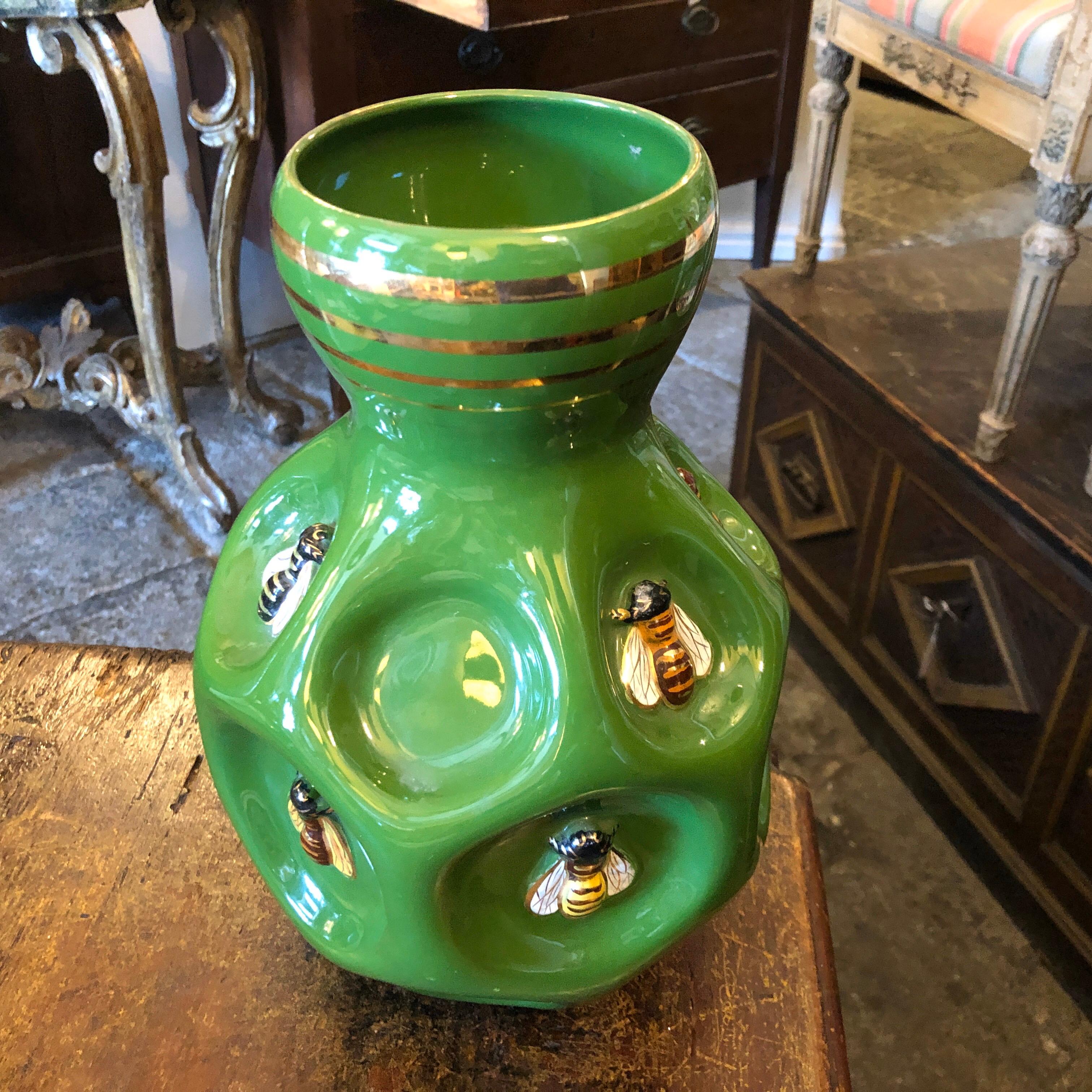 Mid-Century Modern Green Ceramic Italian Vase by San Polo, circa 1960 4