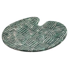Mid-century Modern green ceramic plate, France 1960s