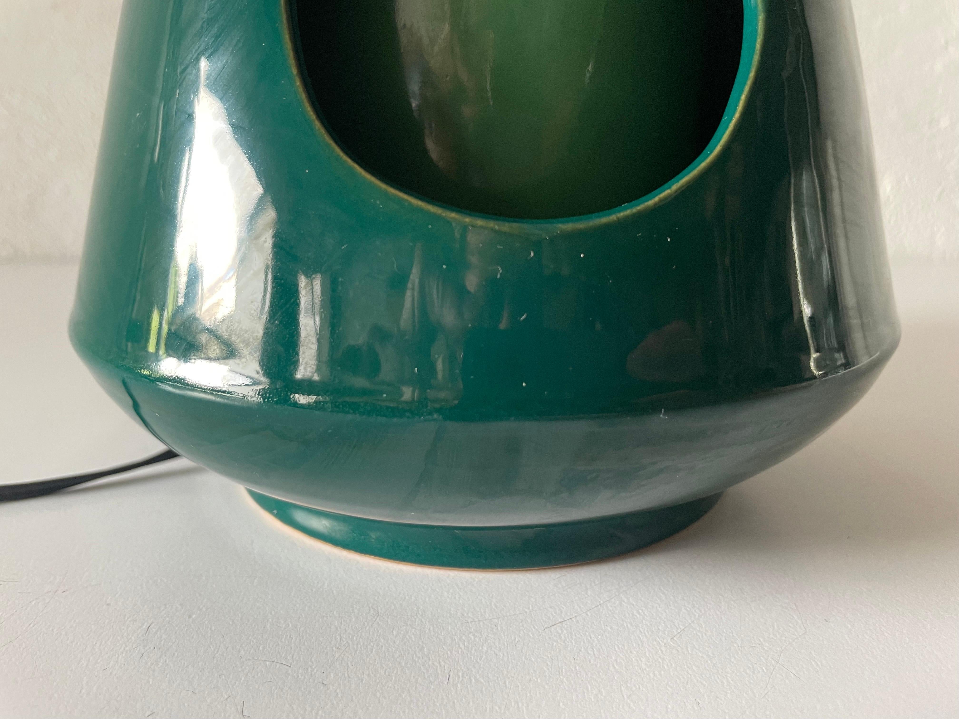 Italian Mid-Century Modern Green Ceramic Swivel Table Lamp, 1960s, Italy For Sale