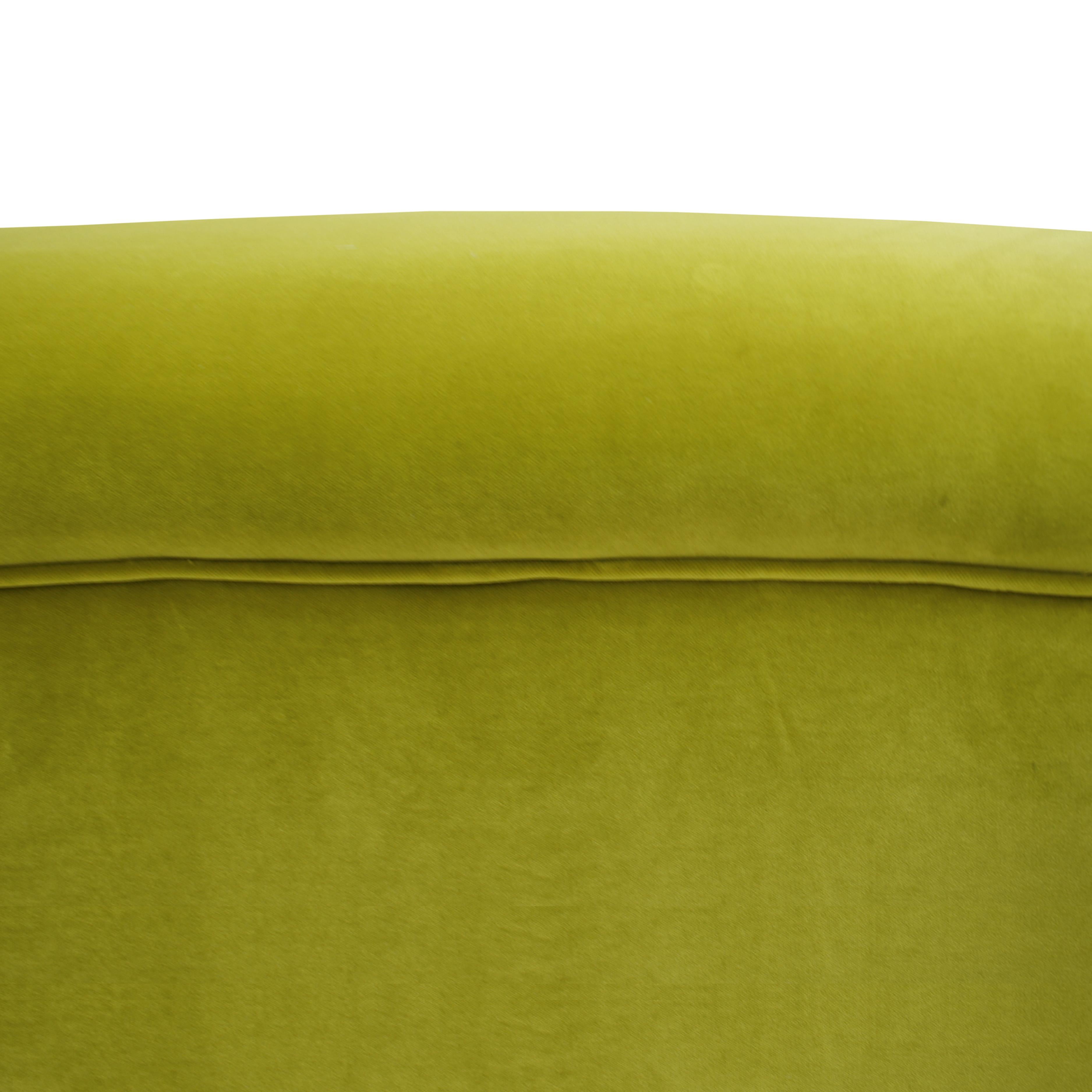 Taburete italiano de terciopelo de algodón verde moderno de mediados de siglo en Bueno estado para la venta en Ibiza, Spain