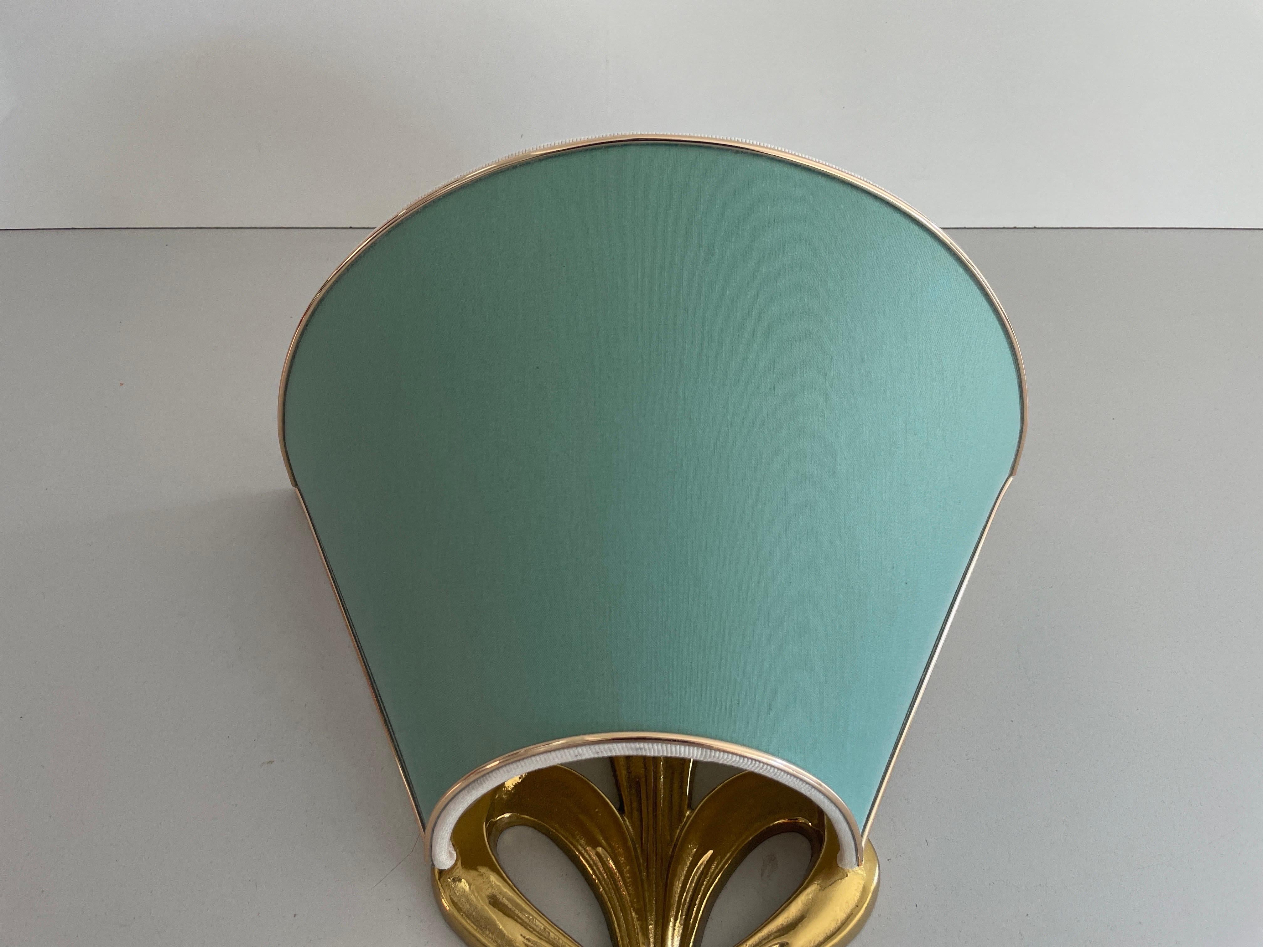 Scontrino singolo in ottone e paralume in tessuto verde, 1960, Italia in vendita 11