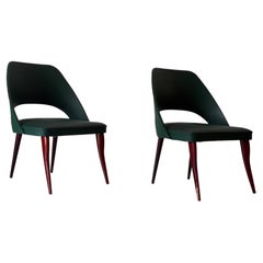 Coppia di sedie in finta pelle verde in stile Mid-Century Modern, anni ’60, Italia