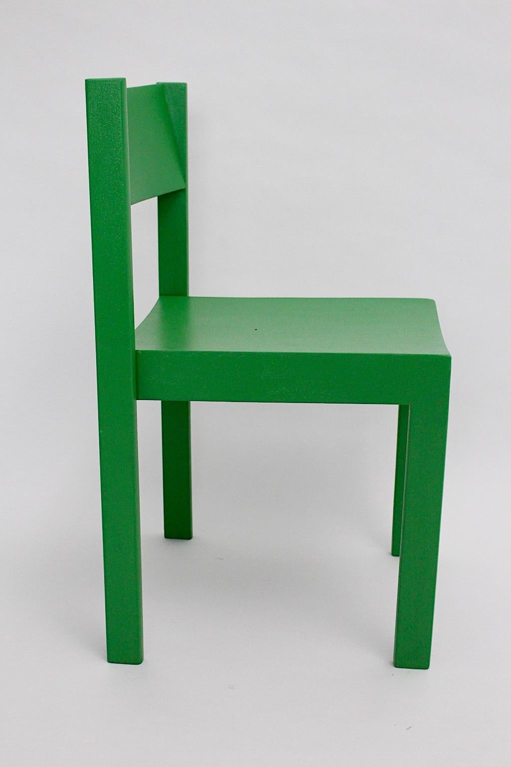 20th Century Mid Century Modern Green Four Dining Room Chairs or Chairs 1950s Austria For Sale