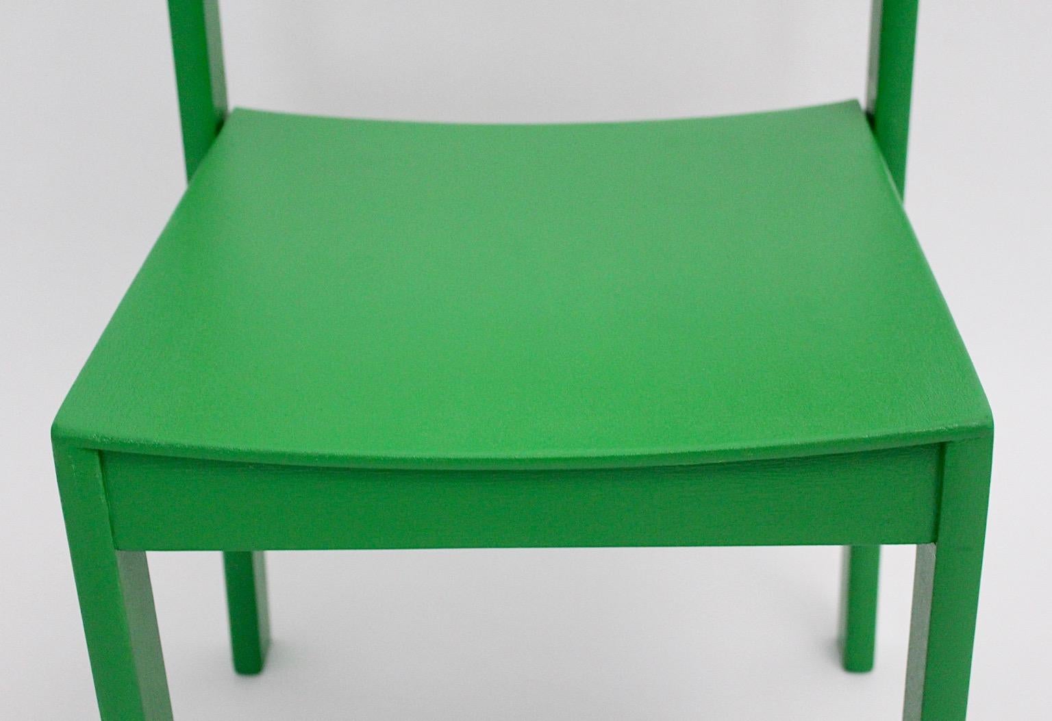 Mid Century Modern Green Four Dining Room Chairs or Chairs 1950s Austria For Sale 2