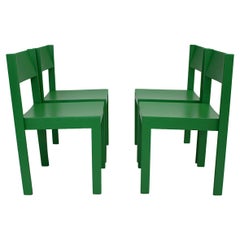 Mid Century Modern Green Four Dining Room Chairs or Chairs 1950s Austria