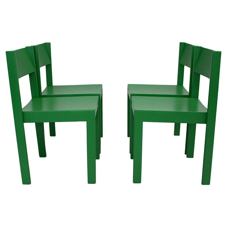 Mid Century Modern Green Four Dining Room Chairs or Chairs 1950s ...