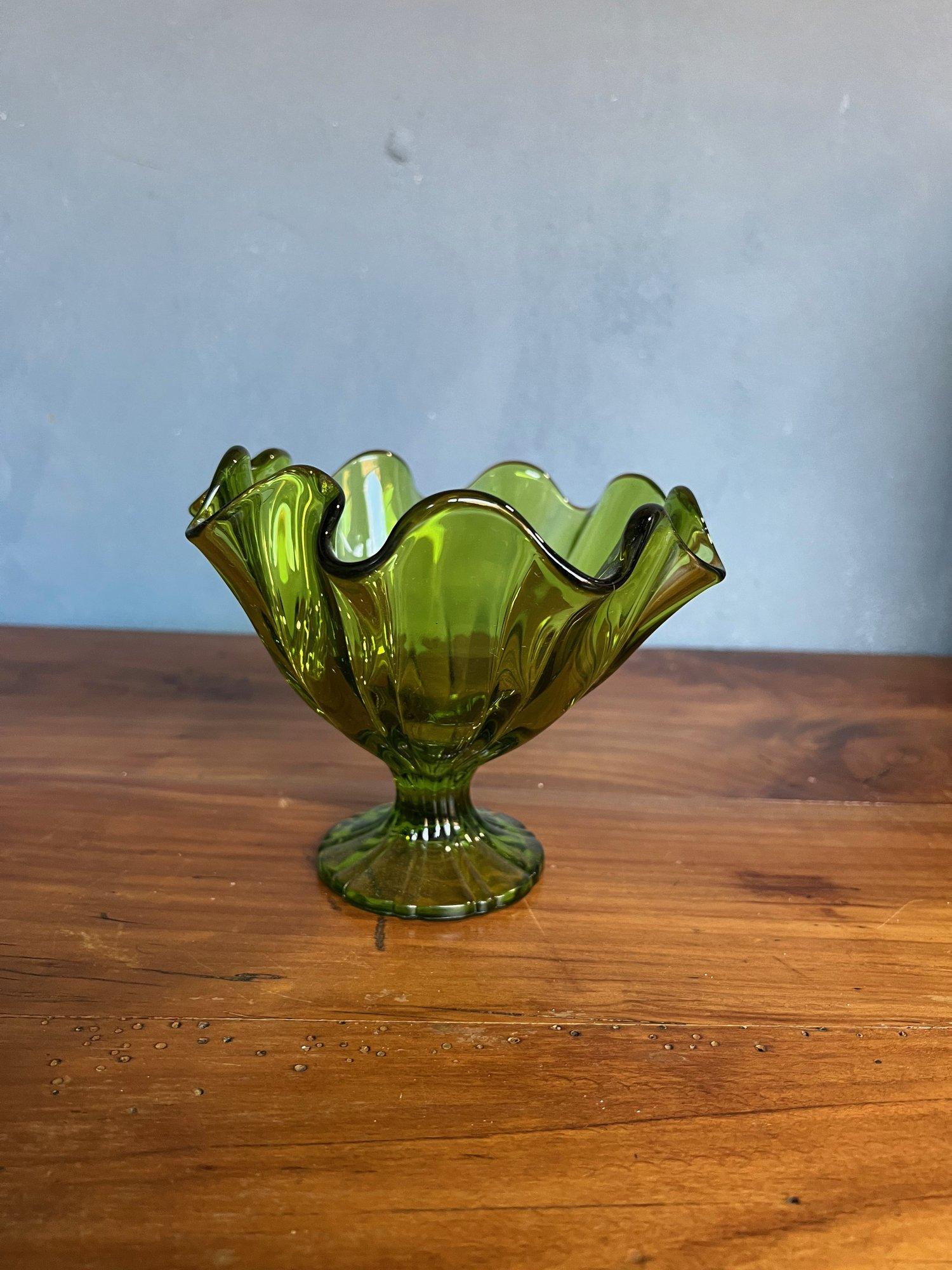 Mid-20th Century Mid-Century Modern Green Glass Coupe by Viking For Sale