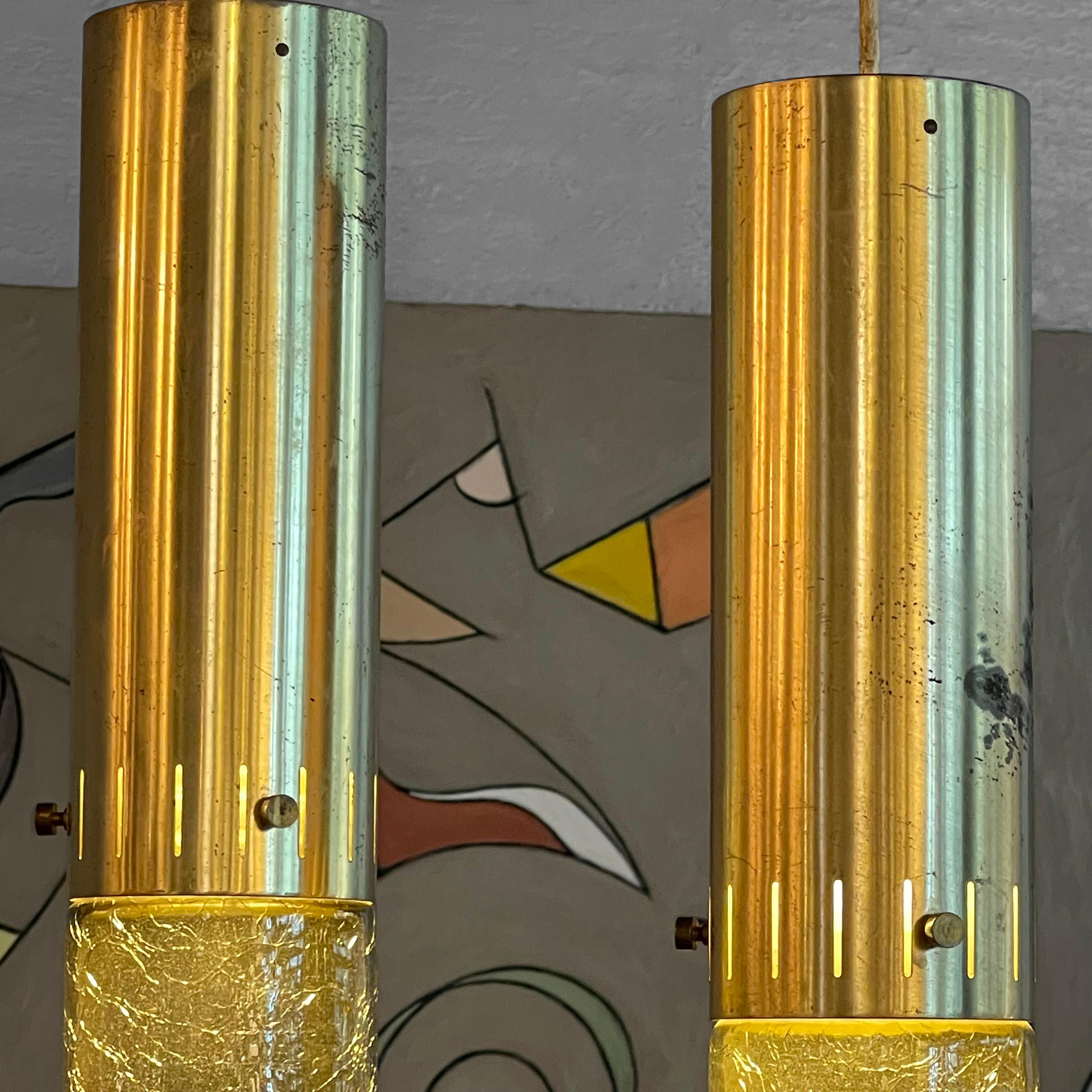 Mid-Century Modern Green Glass Cylinder Pendants 6