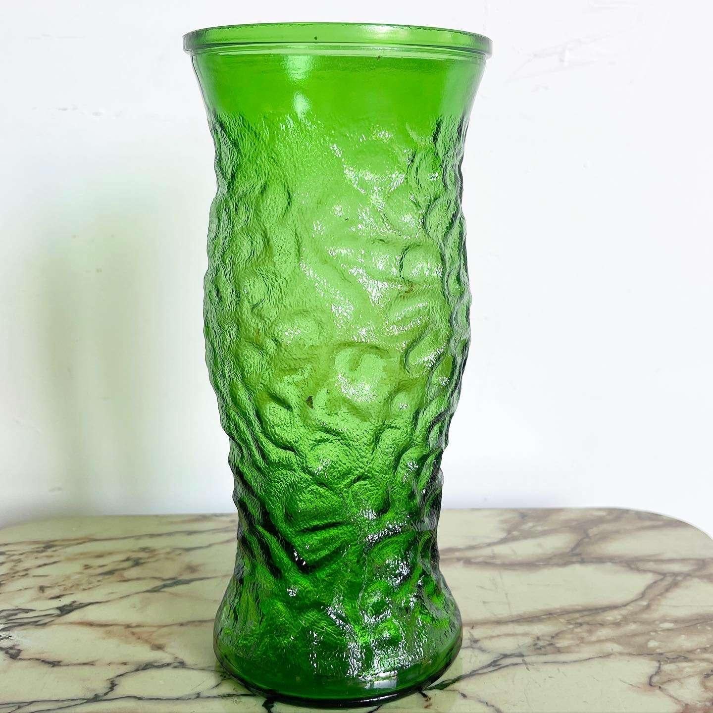 Mid-Century Modern Mid Century Modern Green Glass Vase by Hoosier