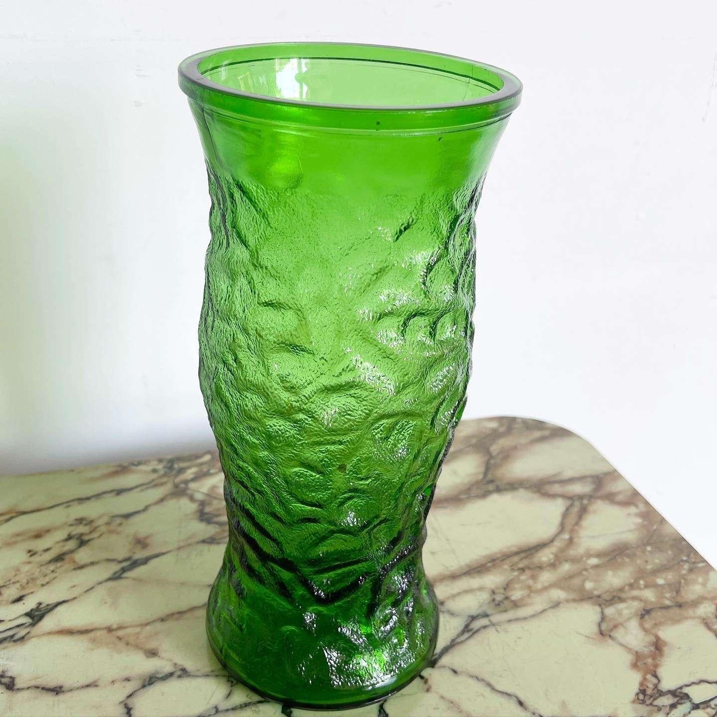 Mid Century Modern Green Glass Vase by Hoosier 1