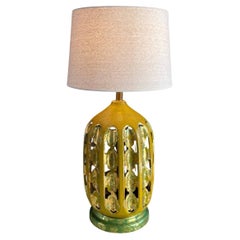 Mid-Century Modern Green Glazed Ceramic Table Lamps
