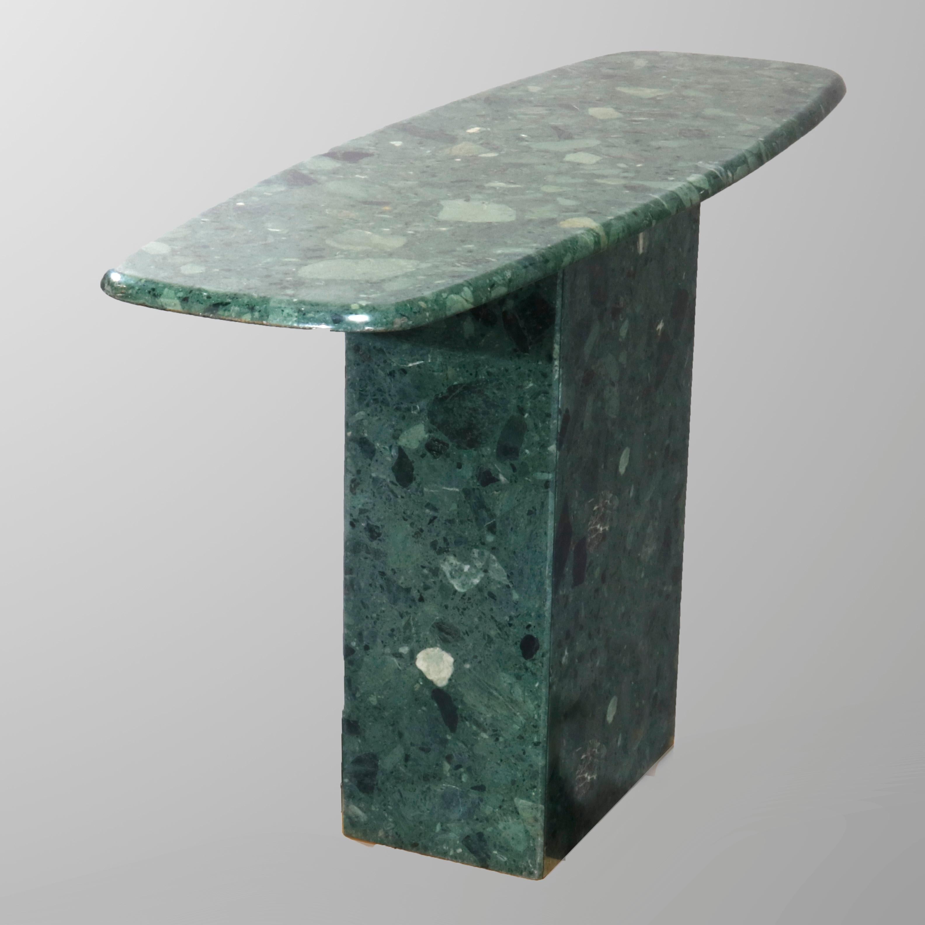 Mid-Century Modern Green Granite Surfboard Form Console Table, circa 1960 In Good Condition In Big Flats, NY