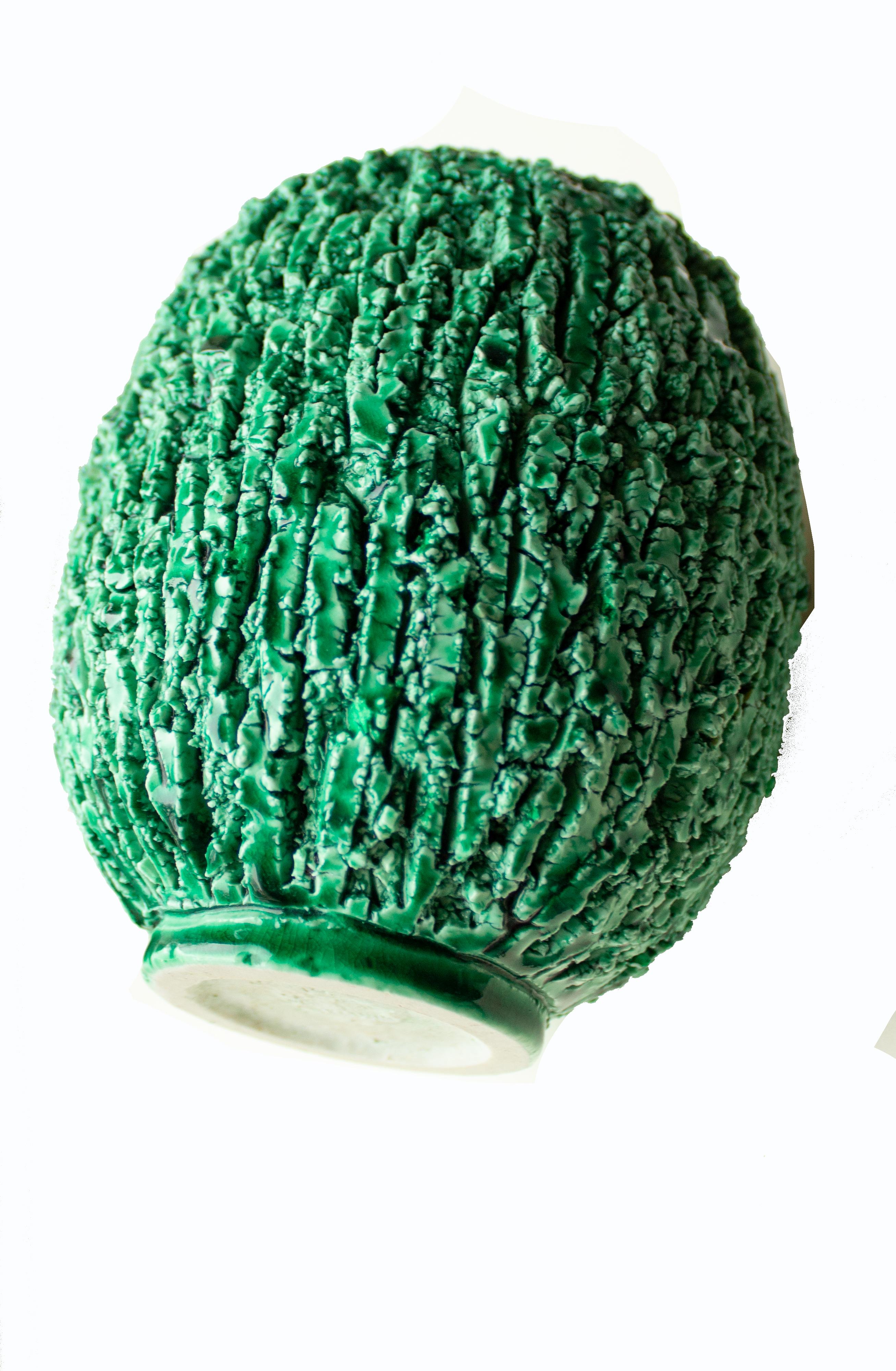 Mid-20th Century Mid-century Modern Green Hedgehog Vase by Gunnar Nylund för Rörstrand, Sweden For Sale