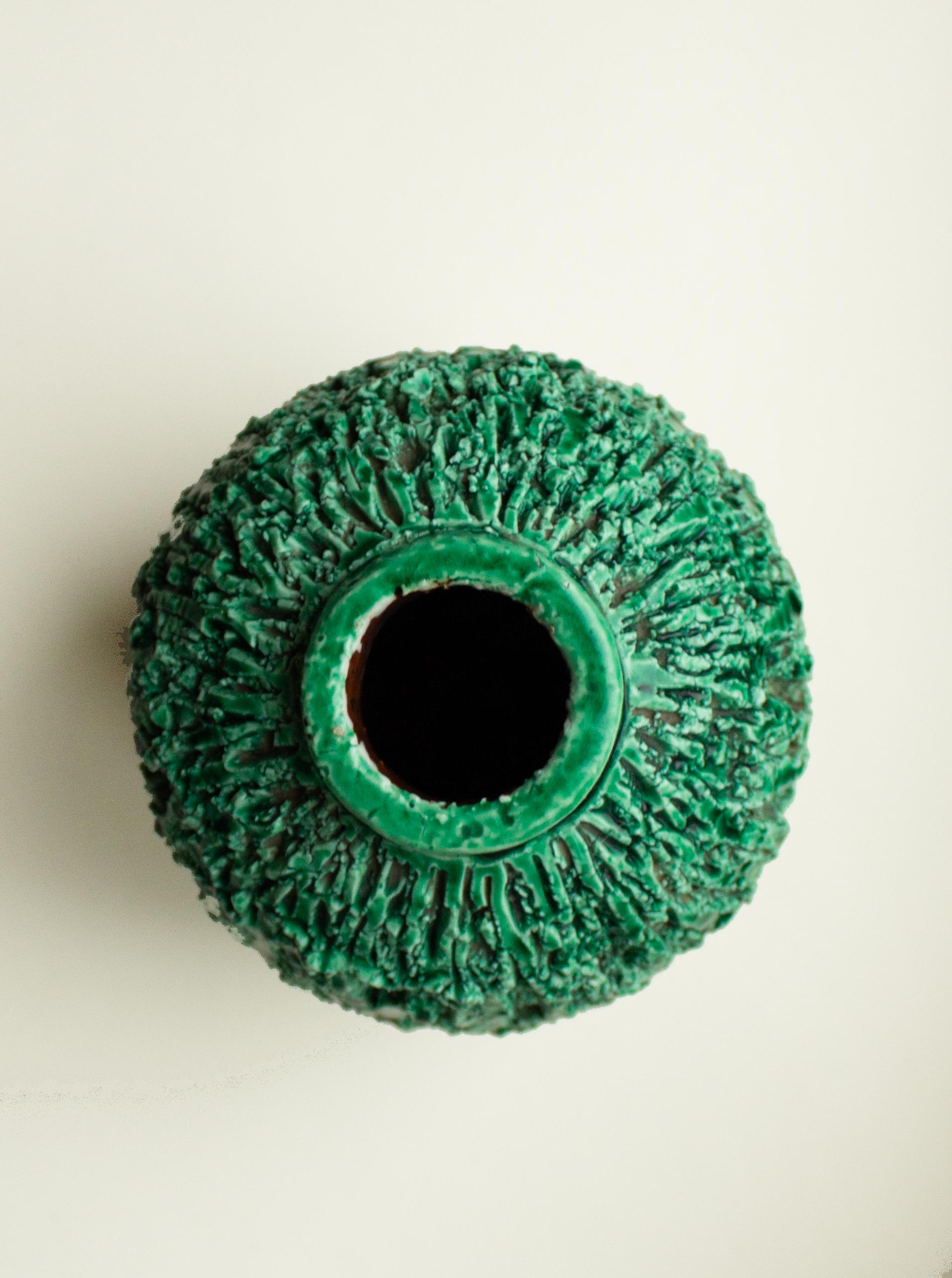 Stoneware Mid-century Modern Green Hedgehog Vase by Gunnar Nylund för Rörstrand, Sweden For Sale