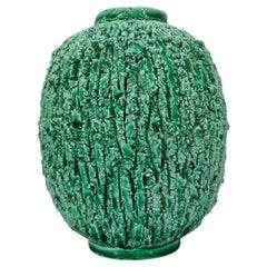 Vintage Mid-century Modern Green Hedgehog Vase by Gunnar Nylund för Rörstrand, Sweden