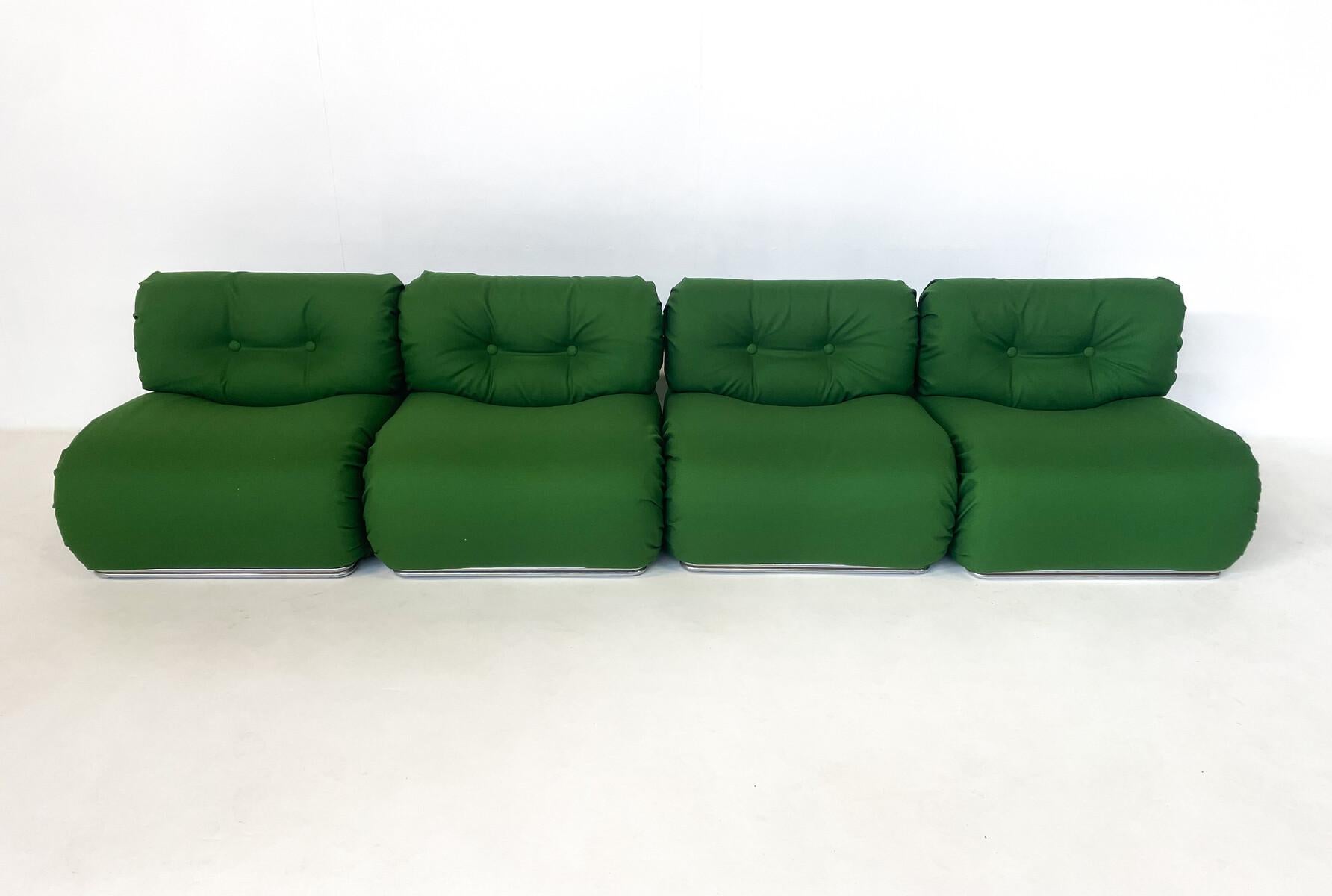 Mid-Century Modern Green Italian Modular Sofa, 1960s In Good Condition In Brussels, BE