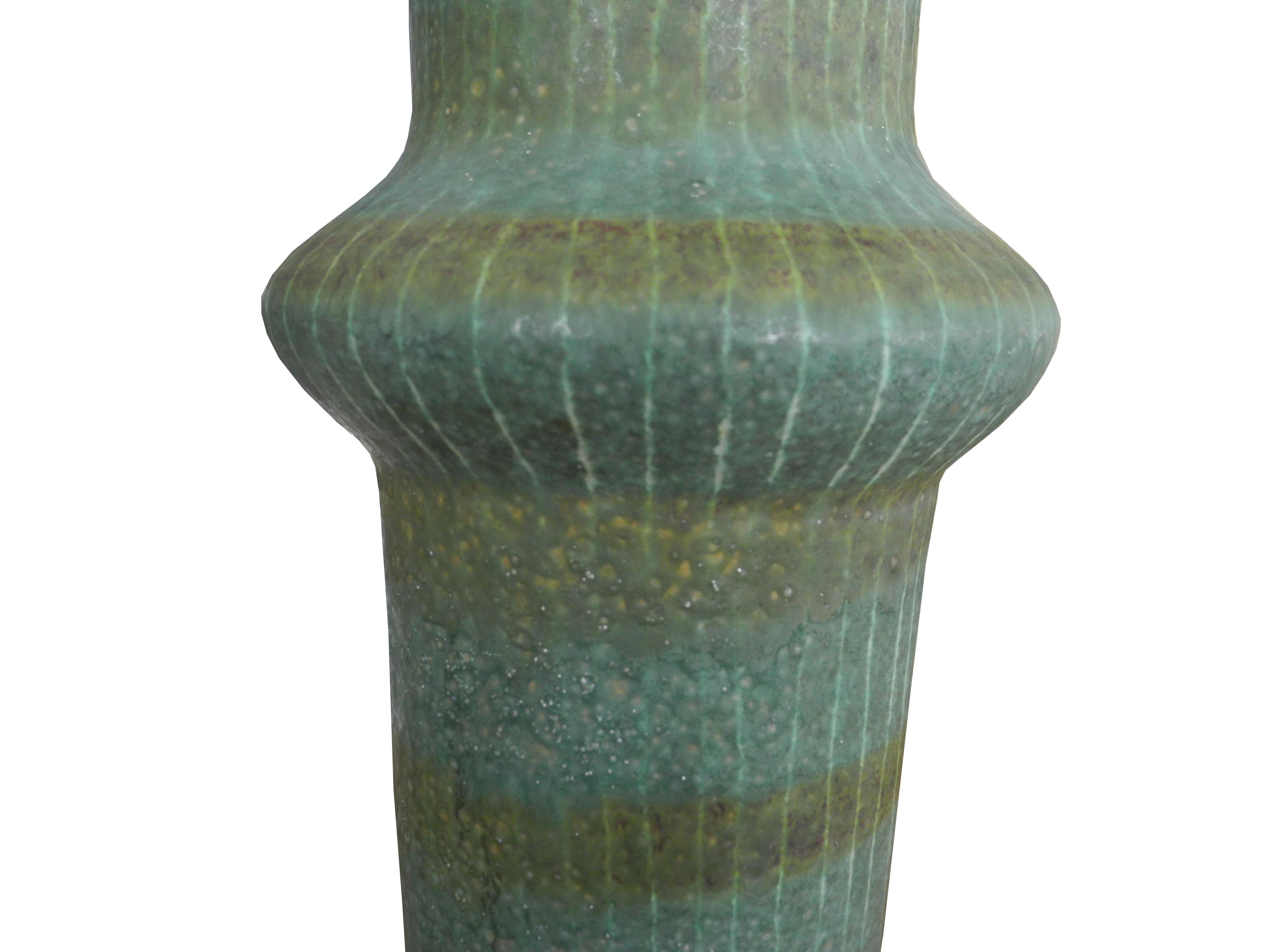 20th Century Mid-Century Modern Green Italian Pottery Lamp