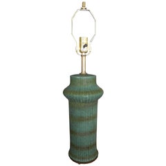 Mid-Century Modern Green Italian Pottery Lamp