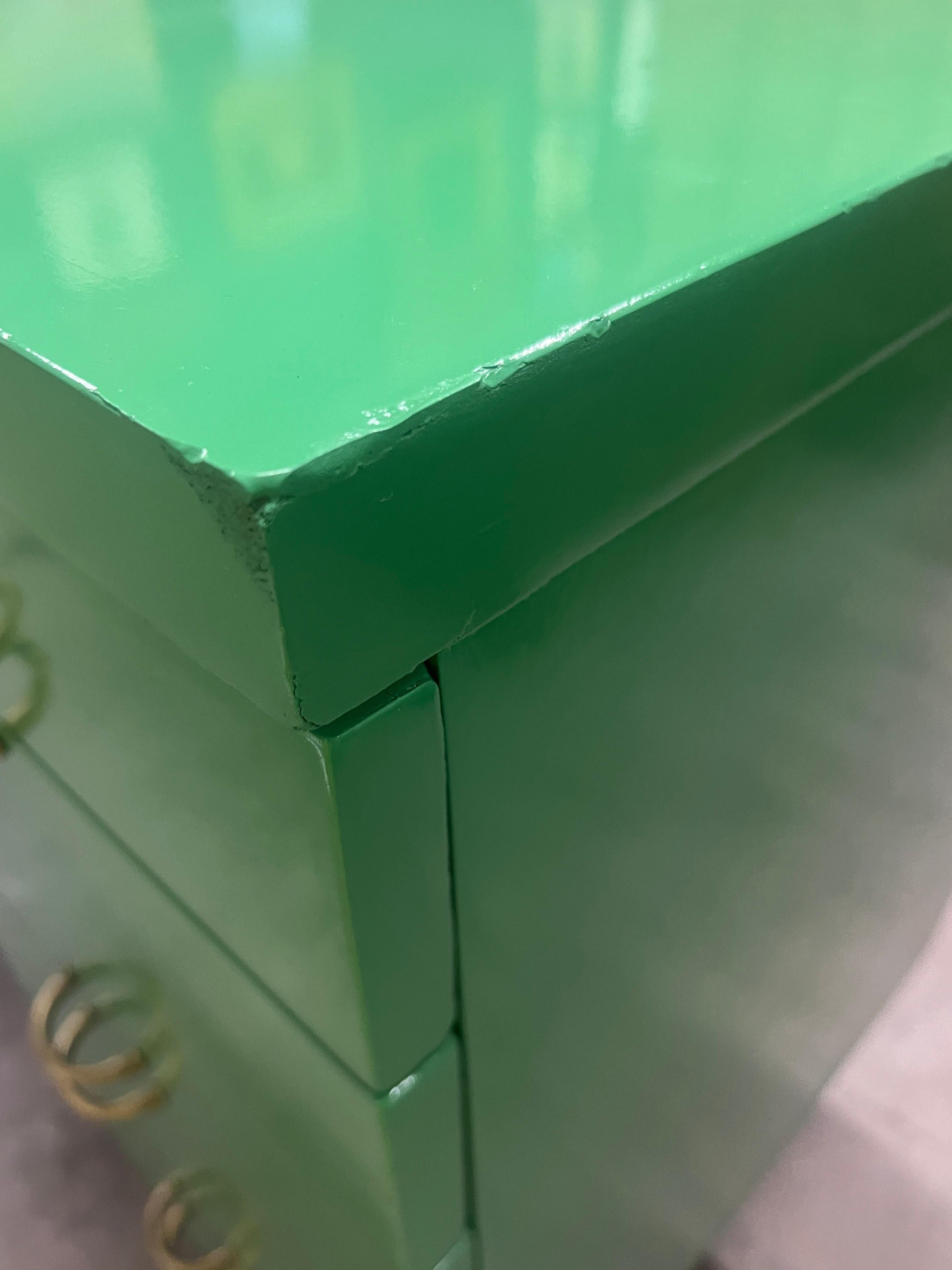 Mid-Century Modern Green Lacquered Dresser With Brass Legs 8