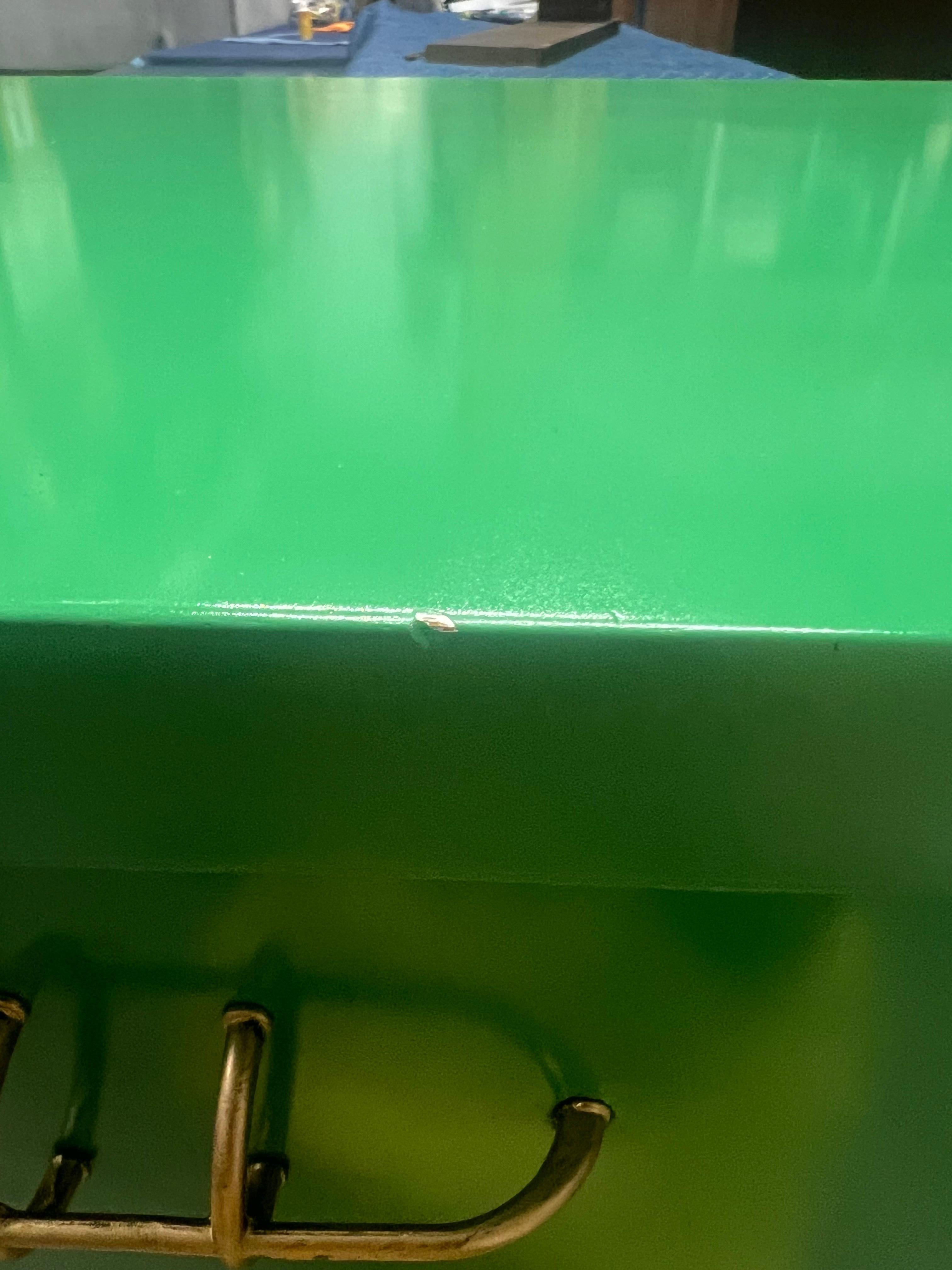 Mid-Century Modern Green Lacquered Dresser With Brass Legs 14
