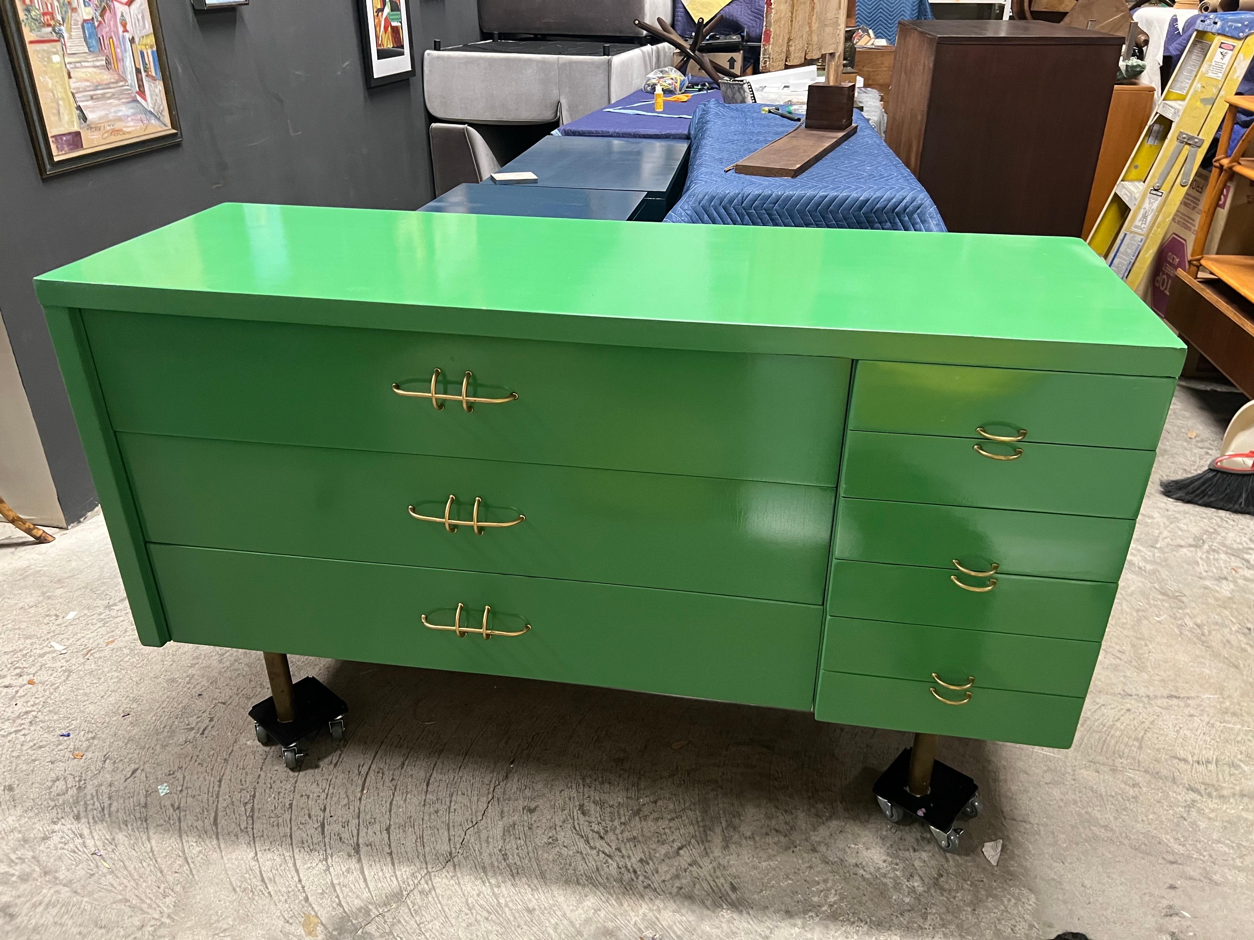 green mid century dresser
