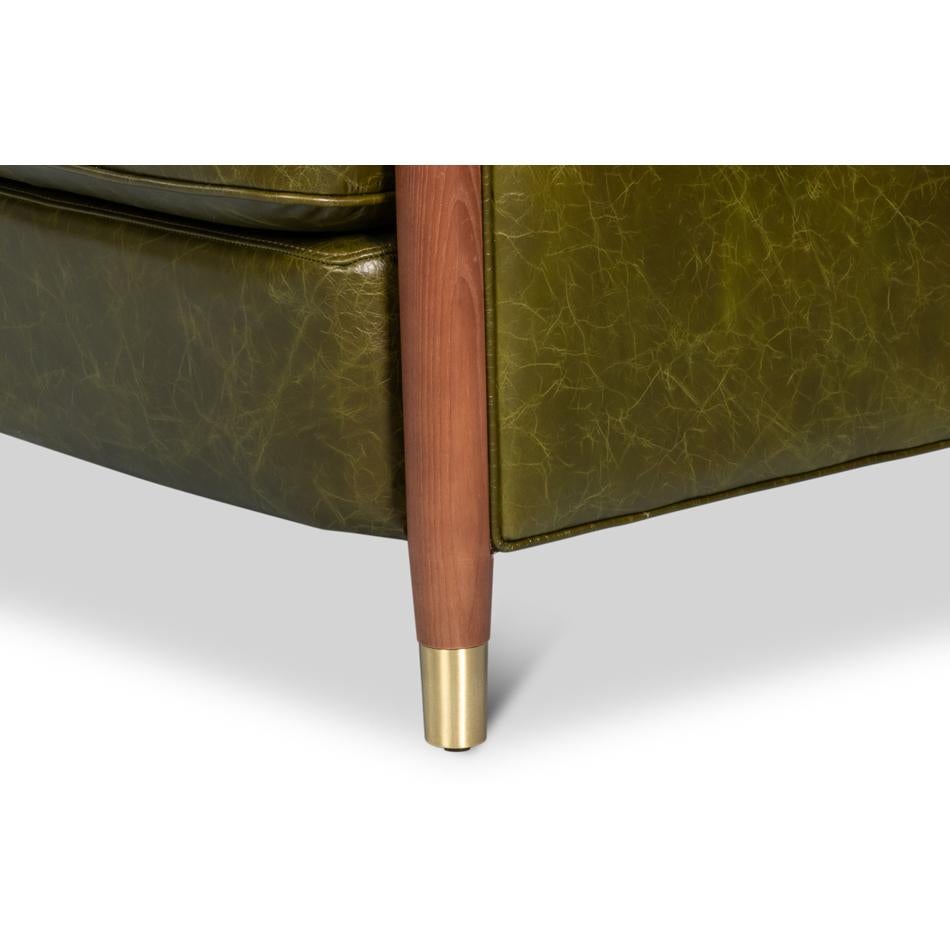 Poltrona moderna di metà secolo in pelle Greene & Greene in vendita 3