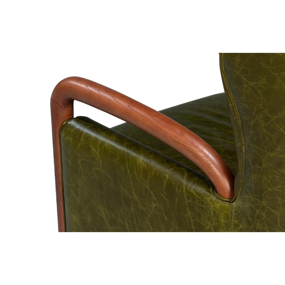 Poltrona moderna di metà secolo in pelle Greene & Greene in vendita 4