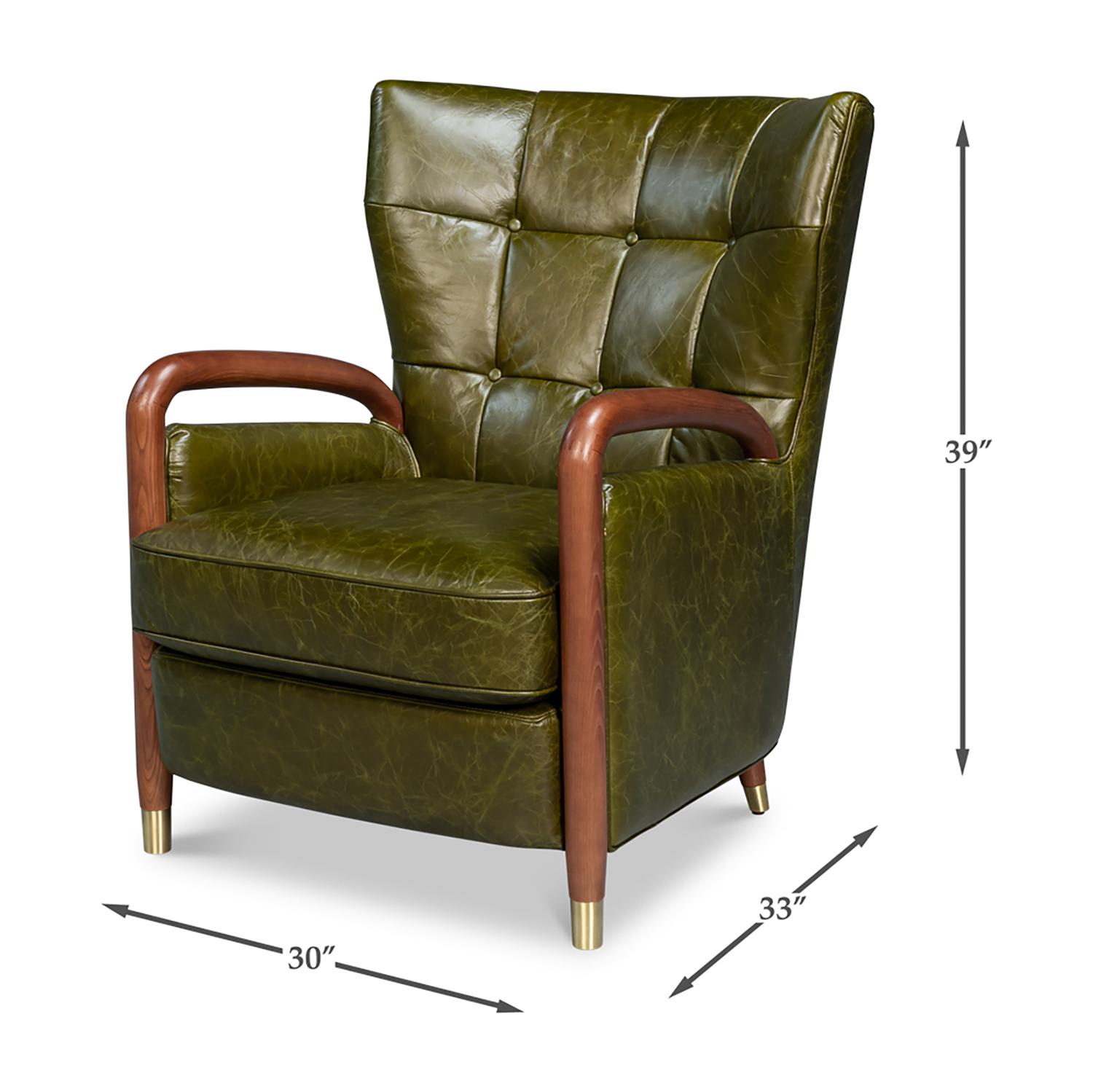 Poltrona moderna di metà secolo in pelle Greene & Greene in vendita 6