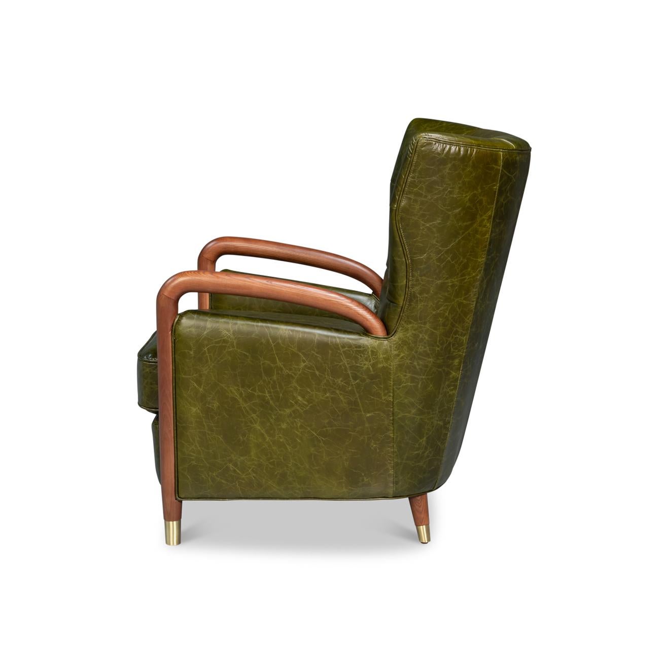 Cinese Poltrona moderna di metà secolo in pelle Greene & Greene in vendita