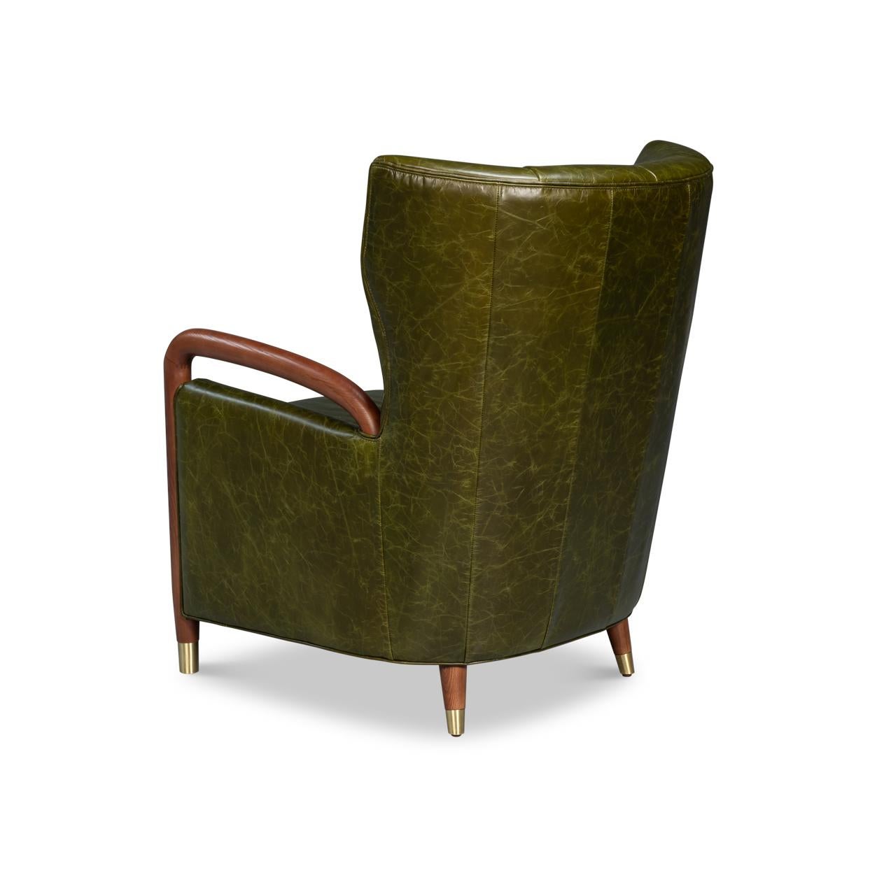 XXI secolo e contemporaneo Poltrona moderna di metà secolo in pelle Greene & Greene in vendita