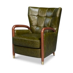Poltrona moderna di metà secolo in pelle Greene & Greene