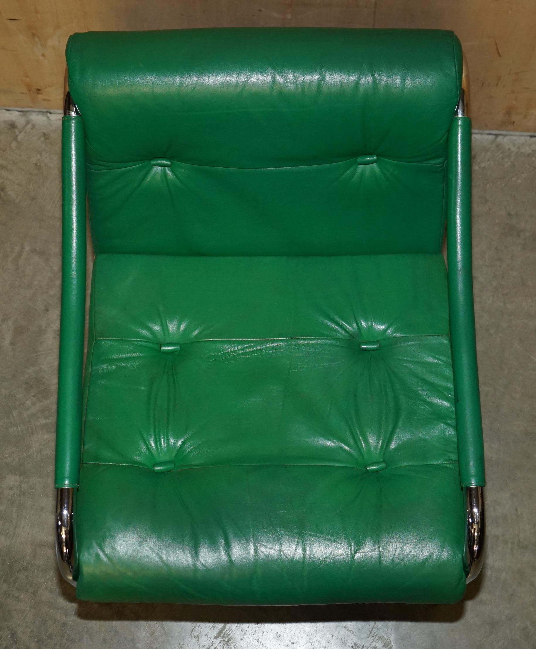 MID CENTURY MODERN GREEN LEATHER PAIR OF TIM BATES BETA ARMCHAiRS BY PIEFF 9