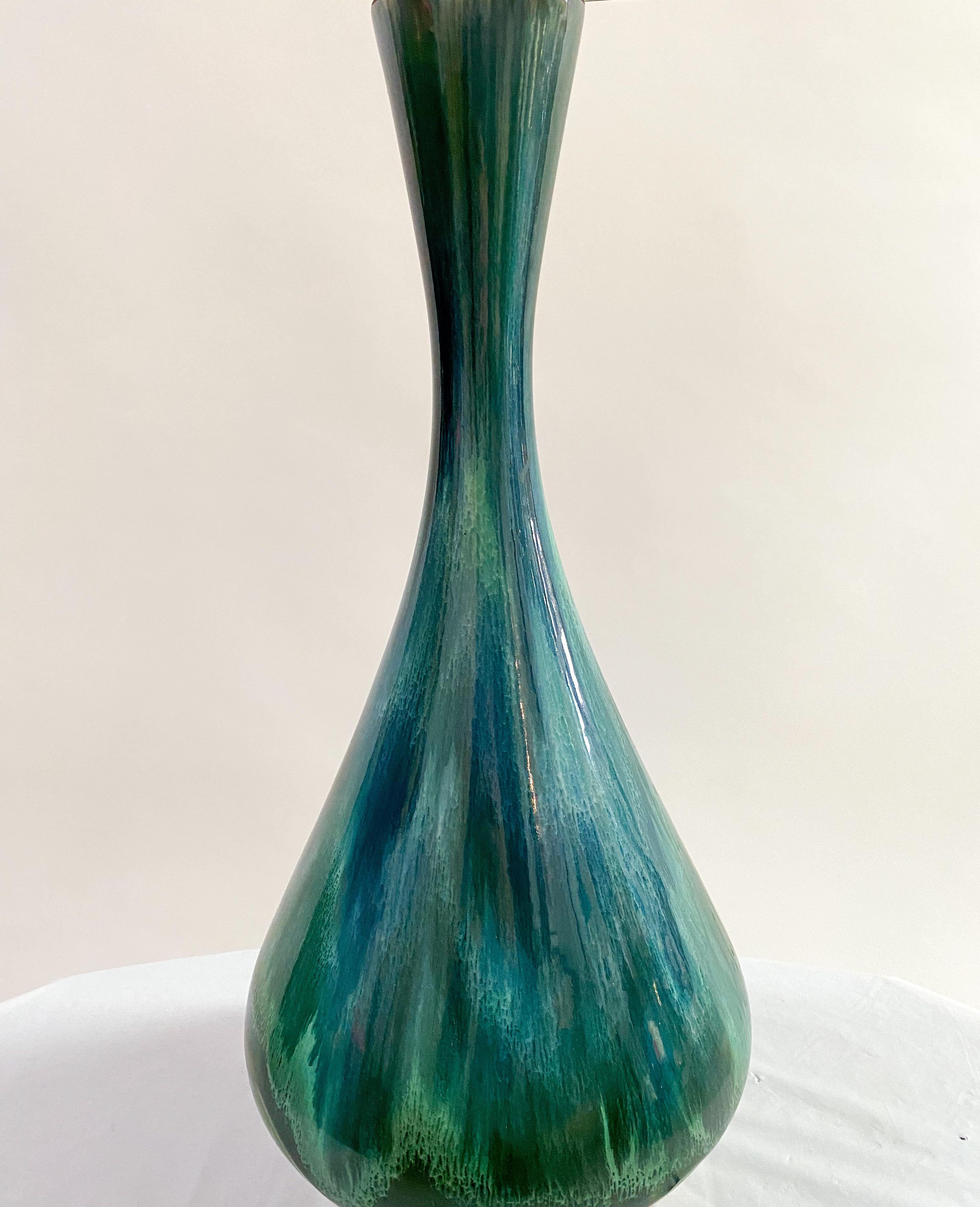 Mid-Century Modern Green Malachite Table Lamp For Sale 1