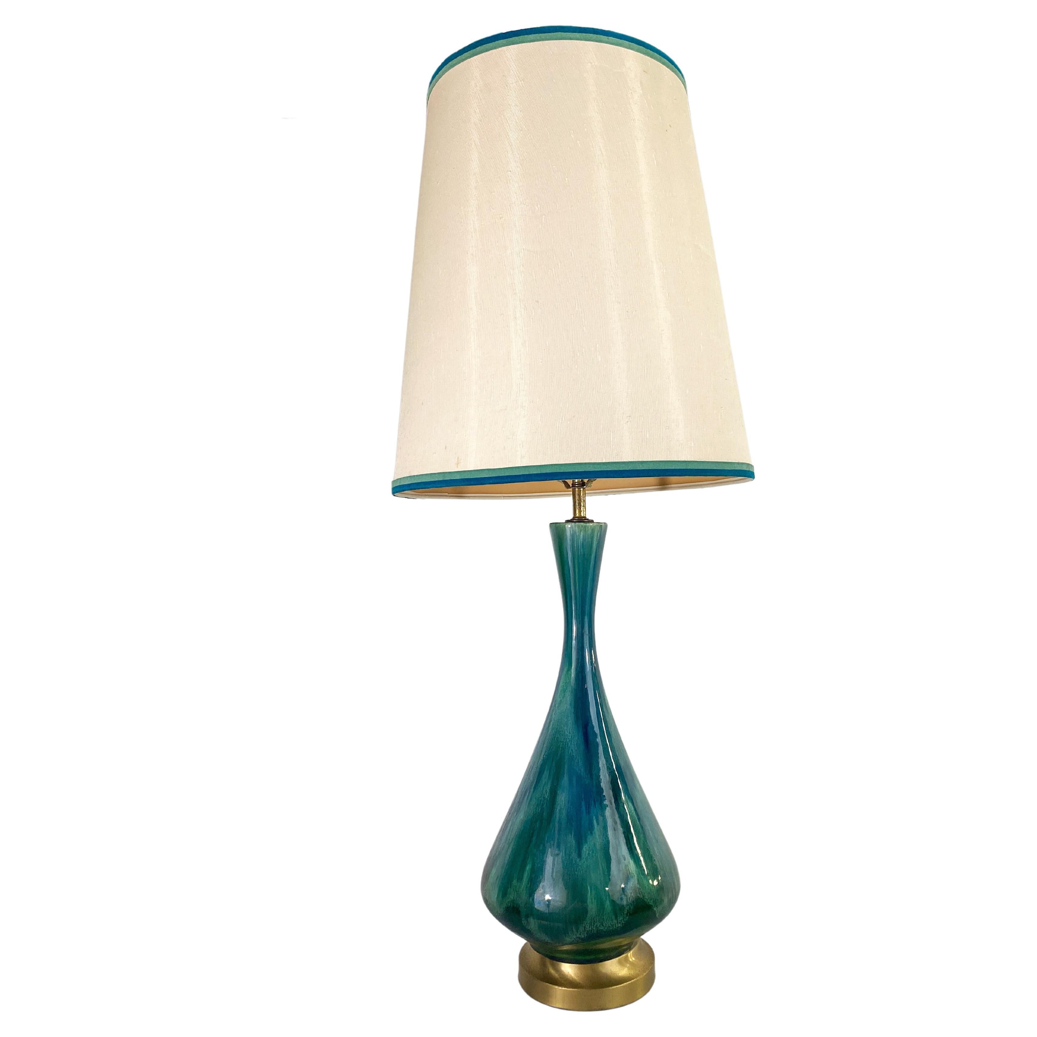 Mid-Century Modern Green Malachite Table Lamp For Sale