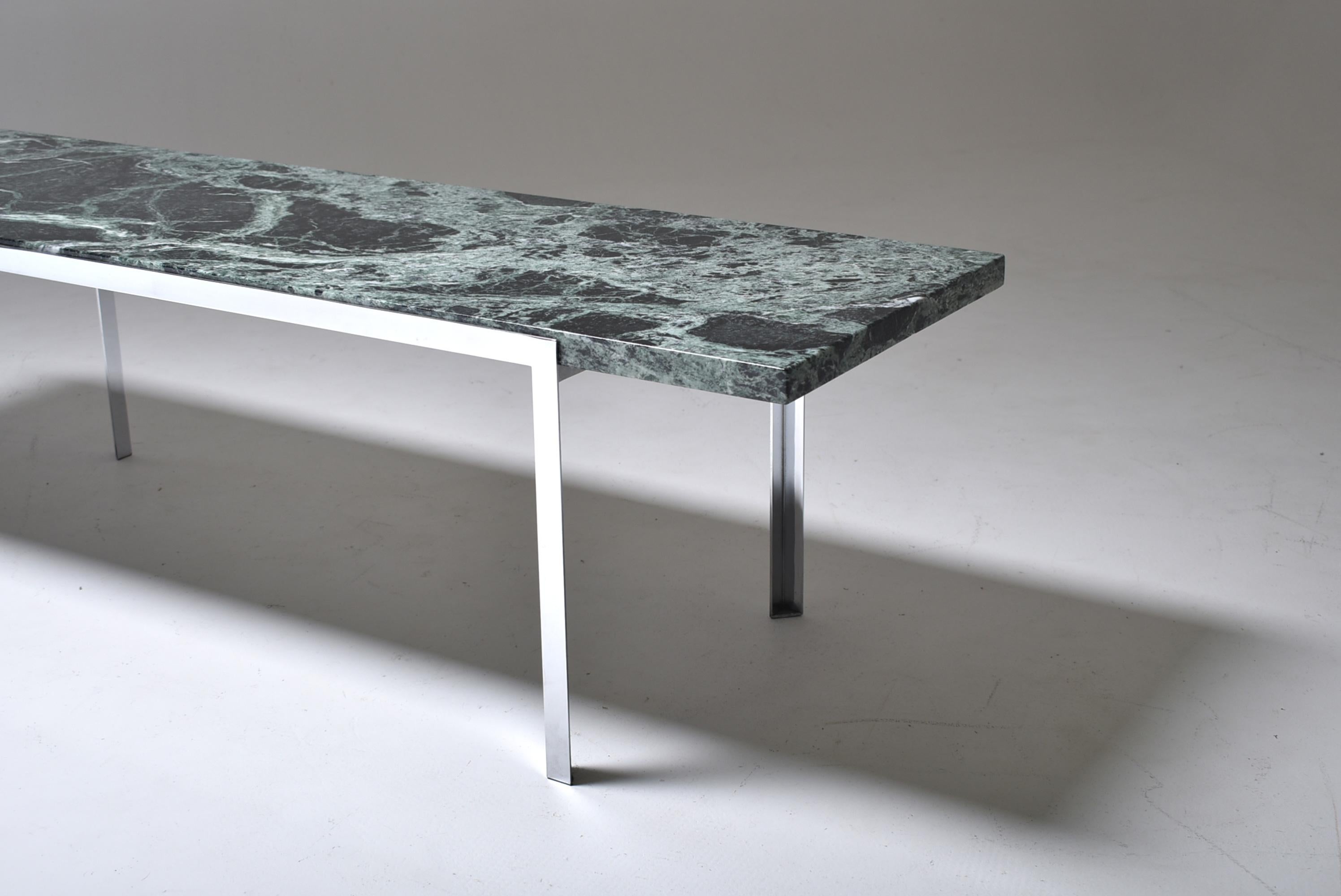 Polished Mid-Century Modern Green Marble Coffee Table, Switzerland, 1960