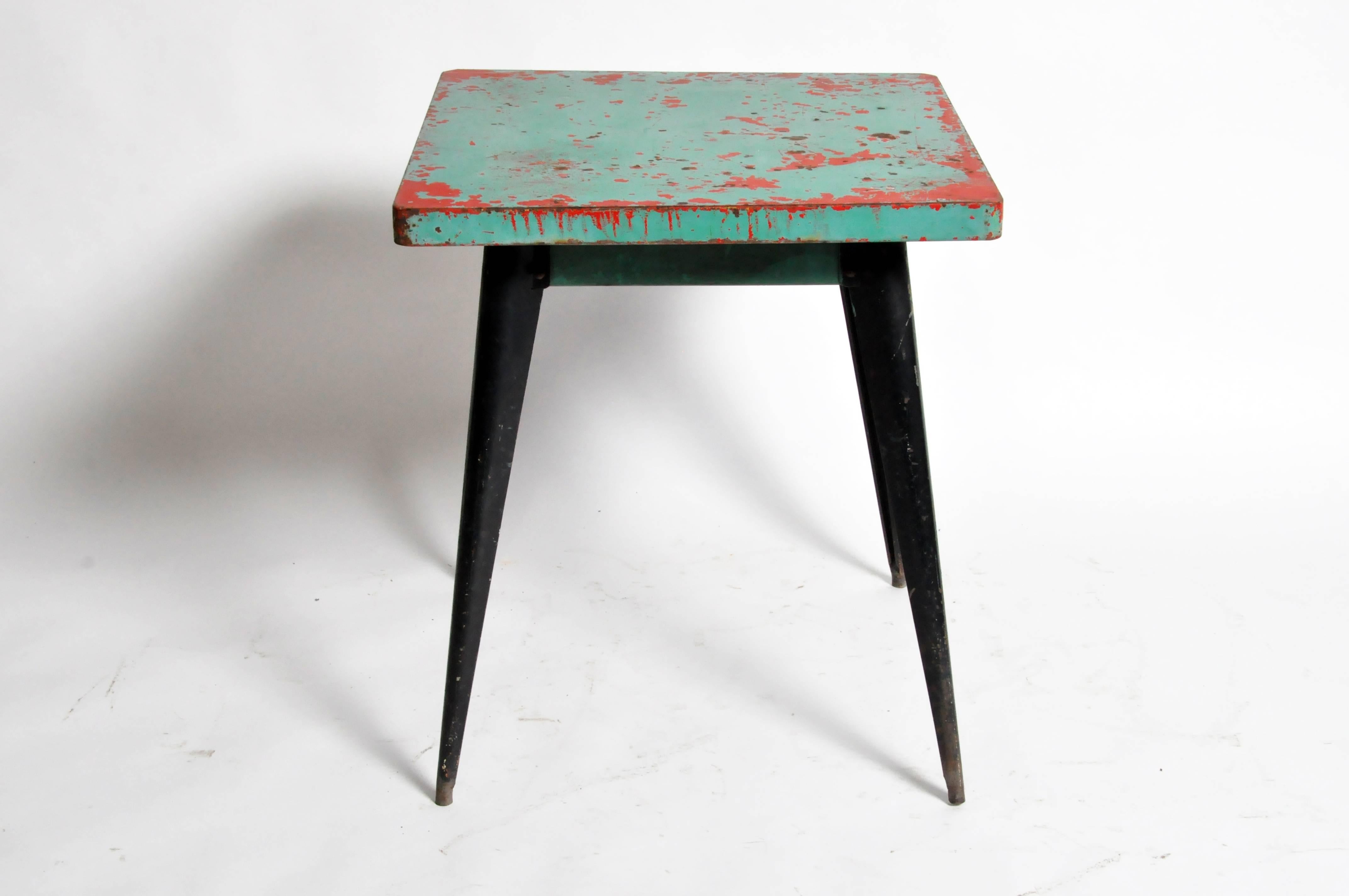 Mid-Century Modern Green Metal Outdoor Cafe Table by Tolix 3