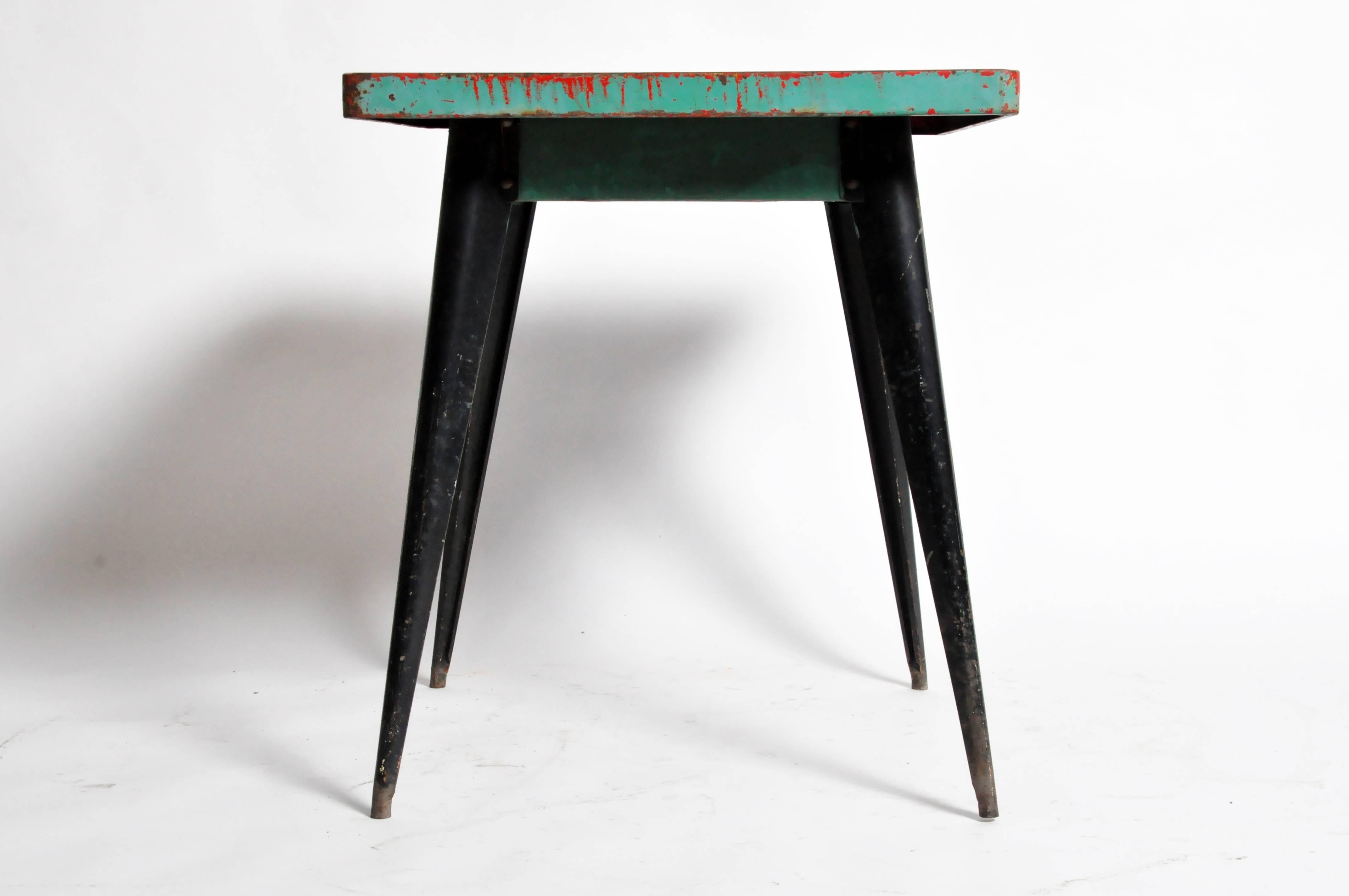 20th Century Mid-Century Modern Green Metal Outdoor Cafe Table by Tolix