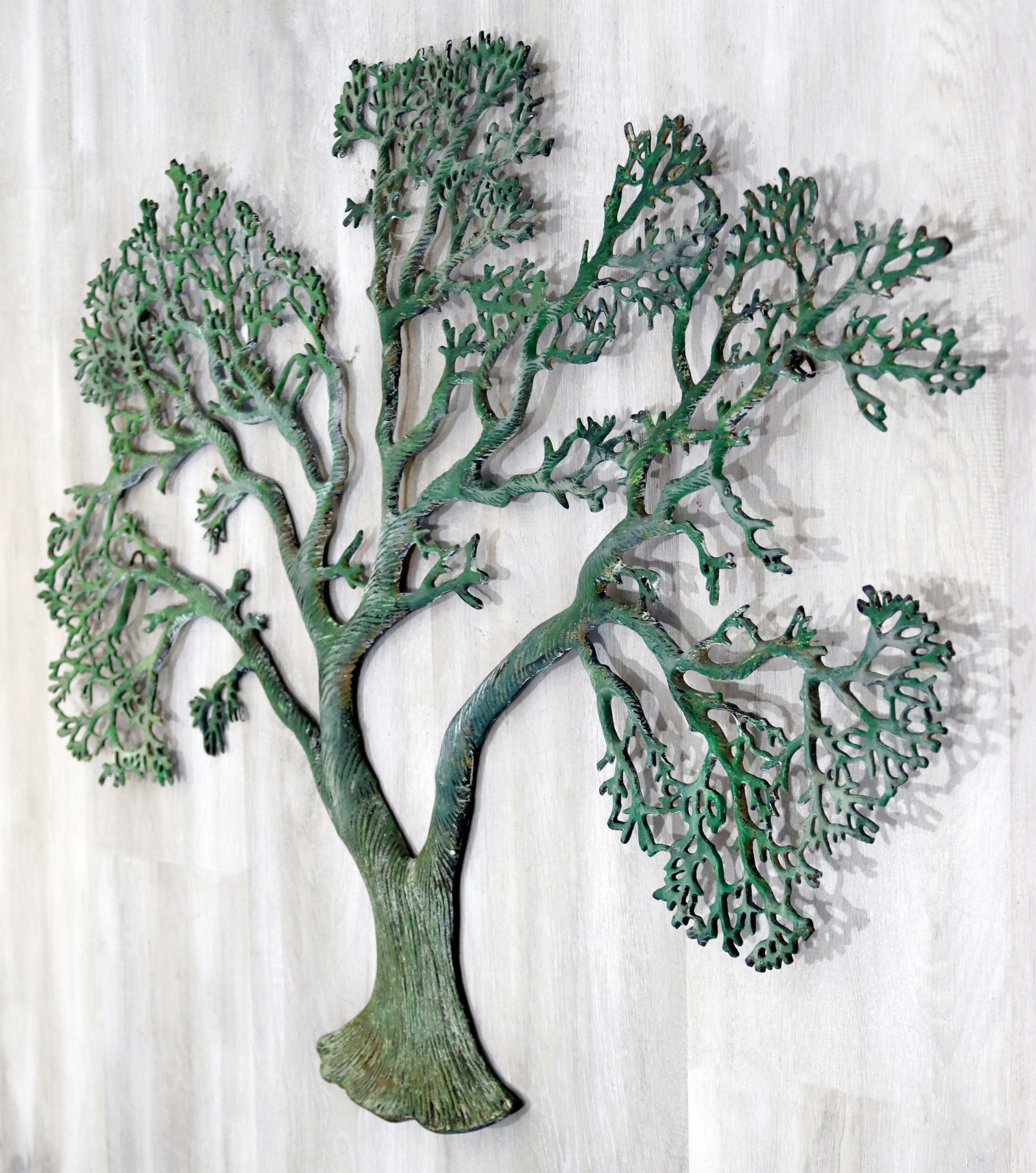 20th Century Mid-Century Modern Green Metal Tree of Life Wall Sculpture Relief