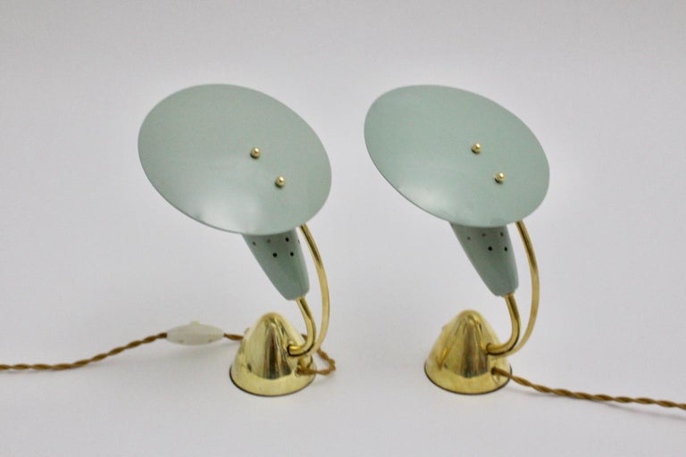 MidCentury Modern Green Metal Vintage Bedside Lamps by Arredoluce