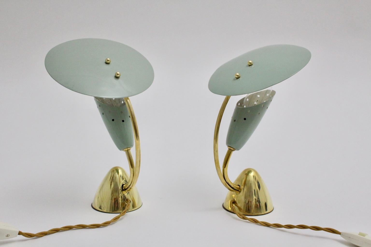 Italian Mid-Century Modern Green Metal Vintage Bedside Lamps by Arredoluce 1950s, Italy