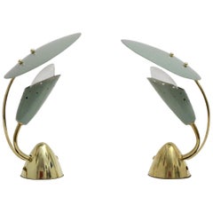 Mid-Century Modern Green Metal Vintage Bedside Lamps by Arredoluce 1950s, Italy