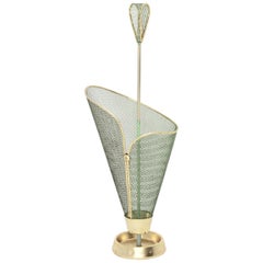 Mid-Century Modern Green Metal Vintage Umbrella Stand Schiwa Luxus, 1950s