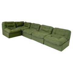 Mid-Century Modern Green Modular Sofa, Italy, 1970s - new Upholstery