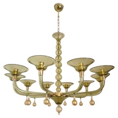 Mid Century Modern green Murano chandelier